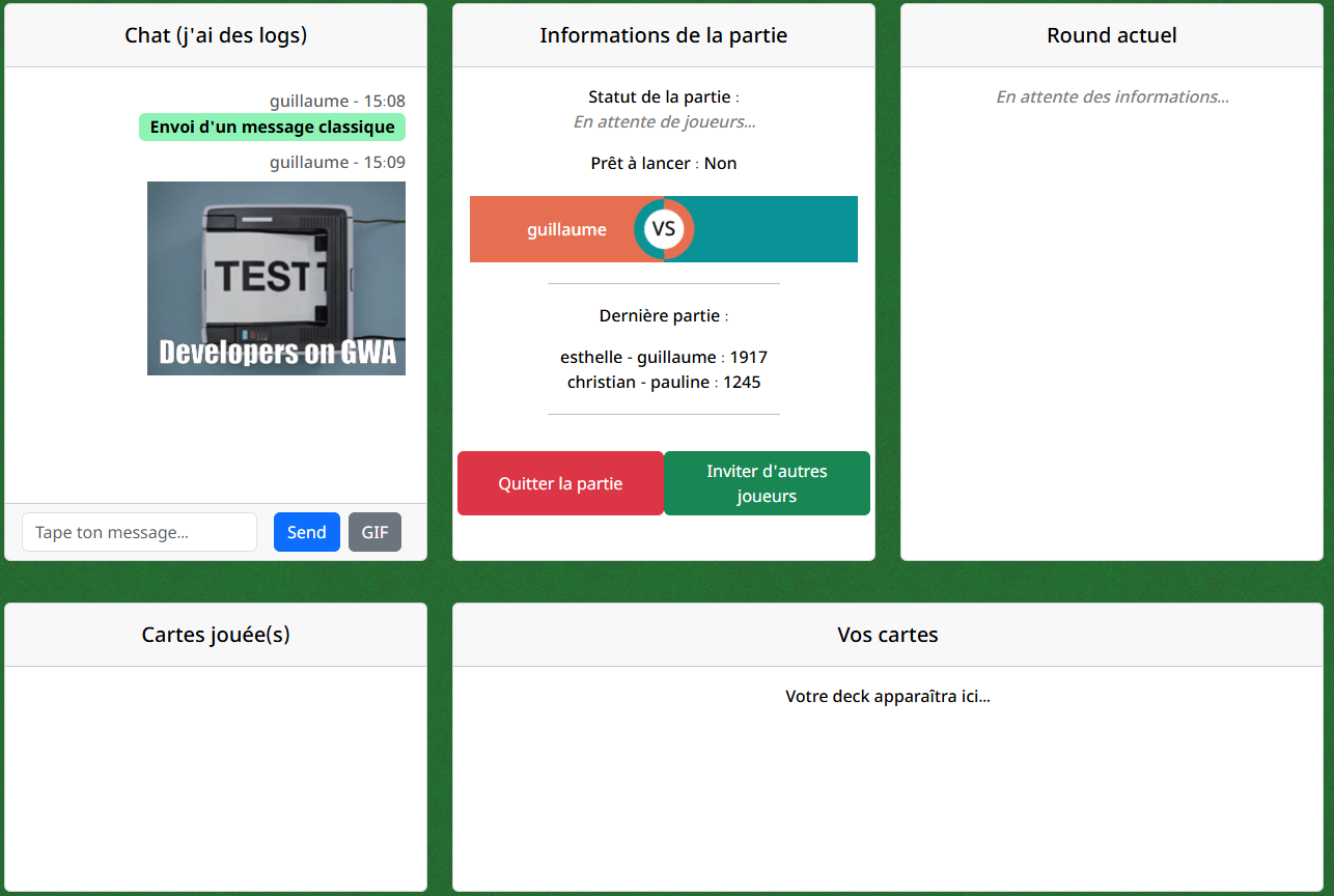 Interface de jeu
